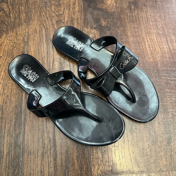 Coach Poppy Black Sandals Size 6 (One Bow Missing) - Picture 2 of 5